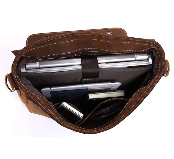 Baiu Matte Brown Leather Bag - Image 4