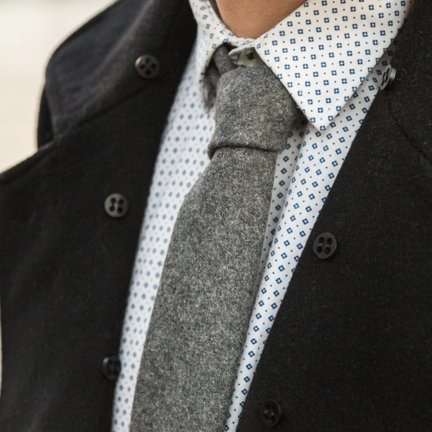 Grey Cashmere Wool Tie - Image 4