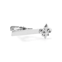 Map Silver-Tone Lily Tie Clip