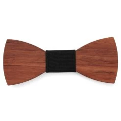 Bubinga Wood Bow Tie With Black Fabric Detail