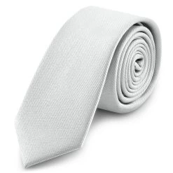 6 Cm Silver-tone Grosgrain Skinny Tie