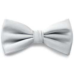 Silver-tone Pre-Tied Satin Bow Tie