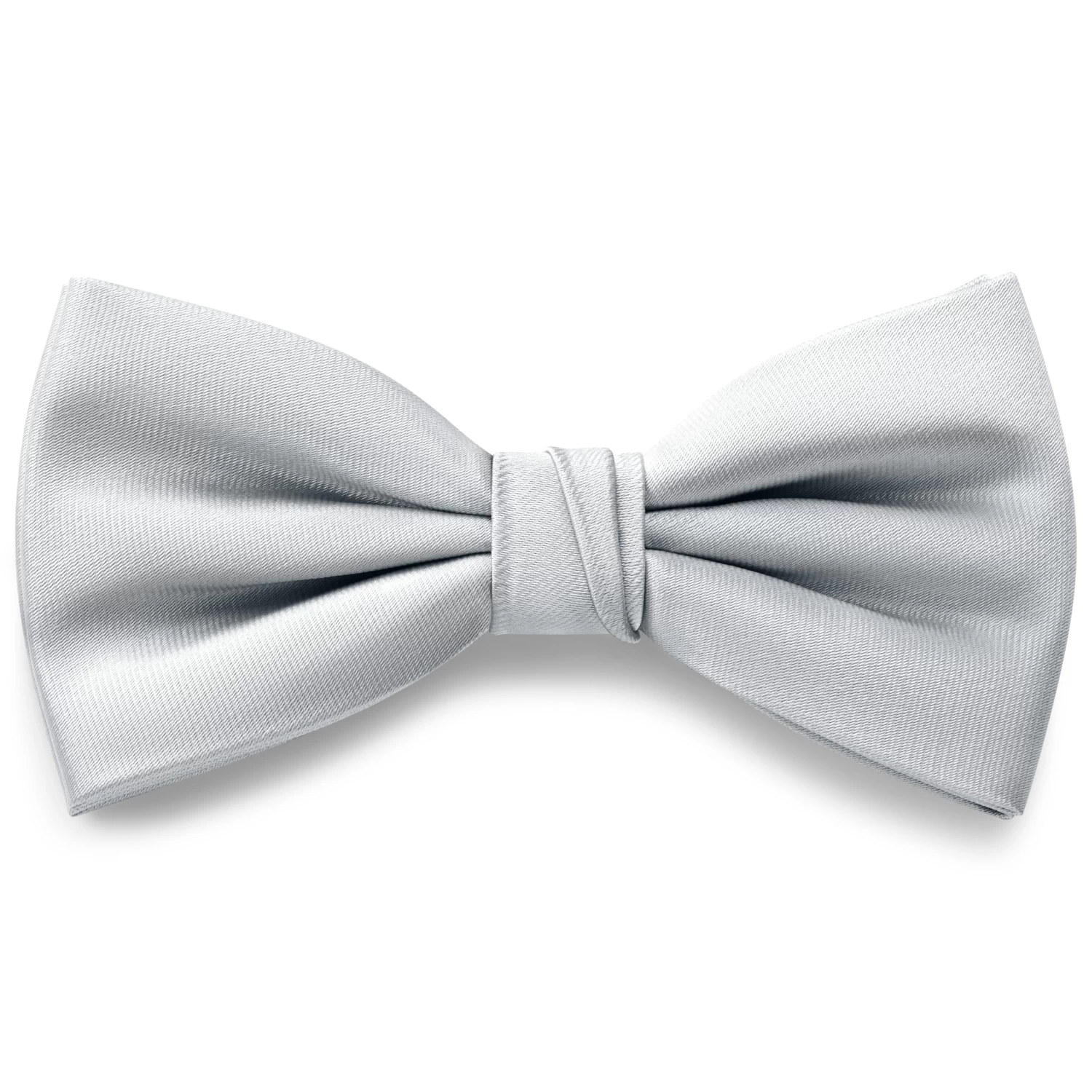 Silver-tone Pre-Tied Satin Bow Tie