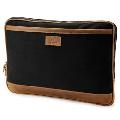Tarpa | Black Canvas & Tan Leather Laptop Sleeve