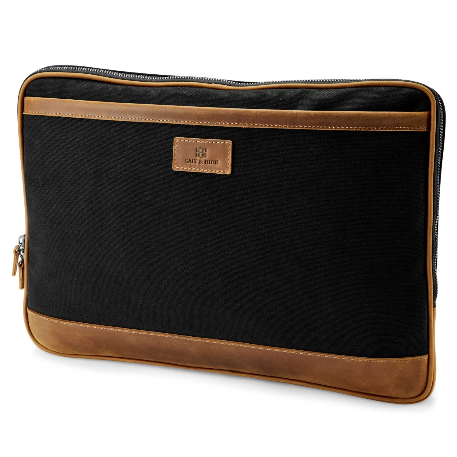 Tarpa | Black Canvas & Tan Leather Laptop Sleeve