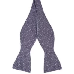 Dark Grey & White Polka Dot Silk Self-Tie Bow Tie