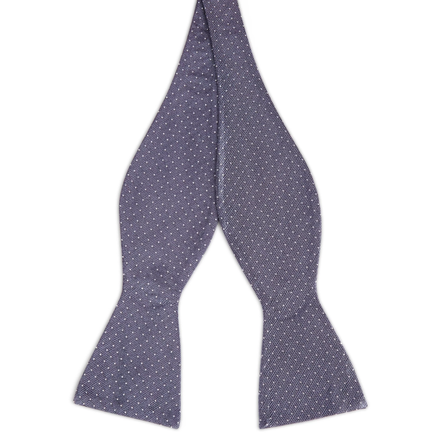 Dark Grey & White Polka Dot Silk Self-Tie Bow Tie