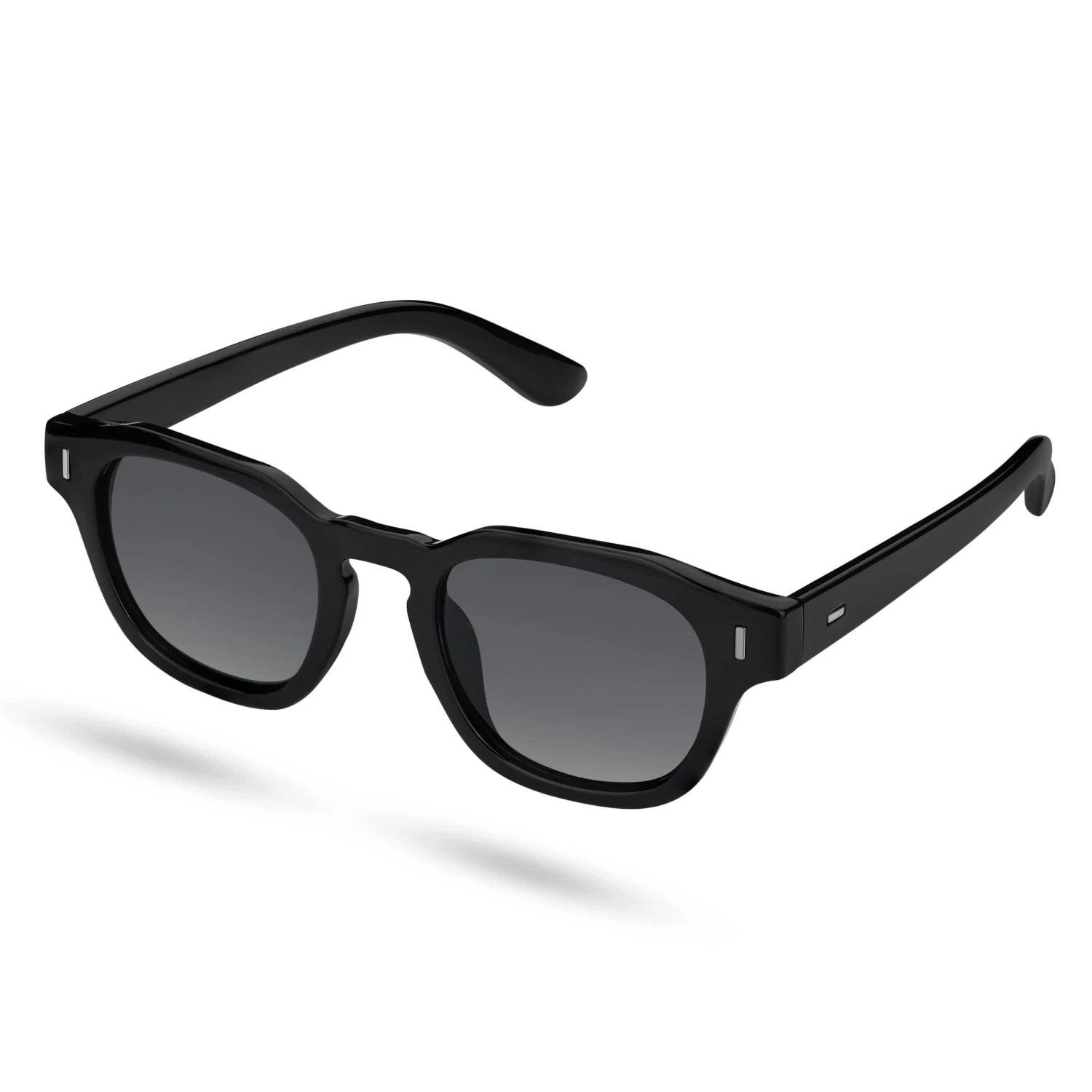 Black Geometric Horn Rimmed Sunglasses - Image 2