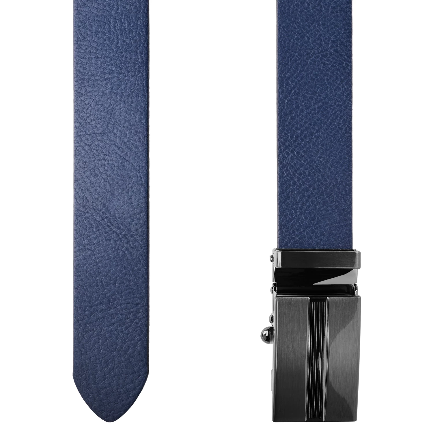 Navy Full-Grain Leather Auto Lock Belt - Image 2