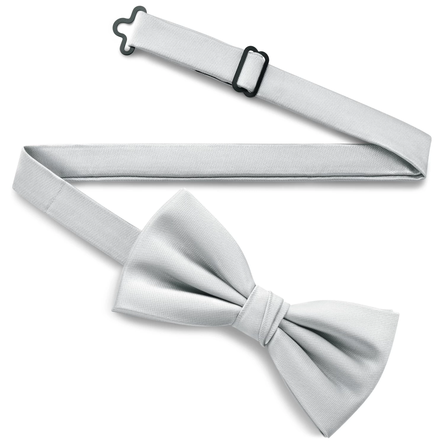 Silver-tone Pre-Tied Satin Bow Tie - Image 2