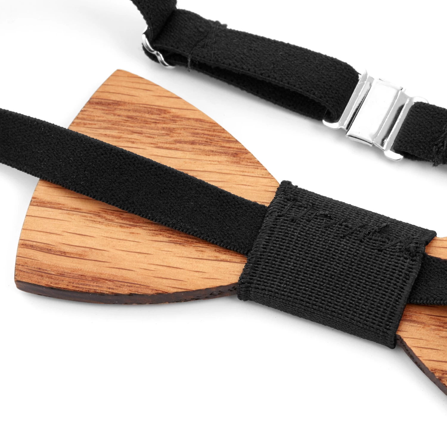 Oak Bow Tie With Black Cloth Centerpiece - Image 3