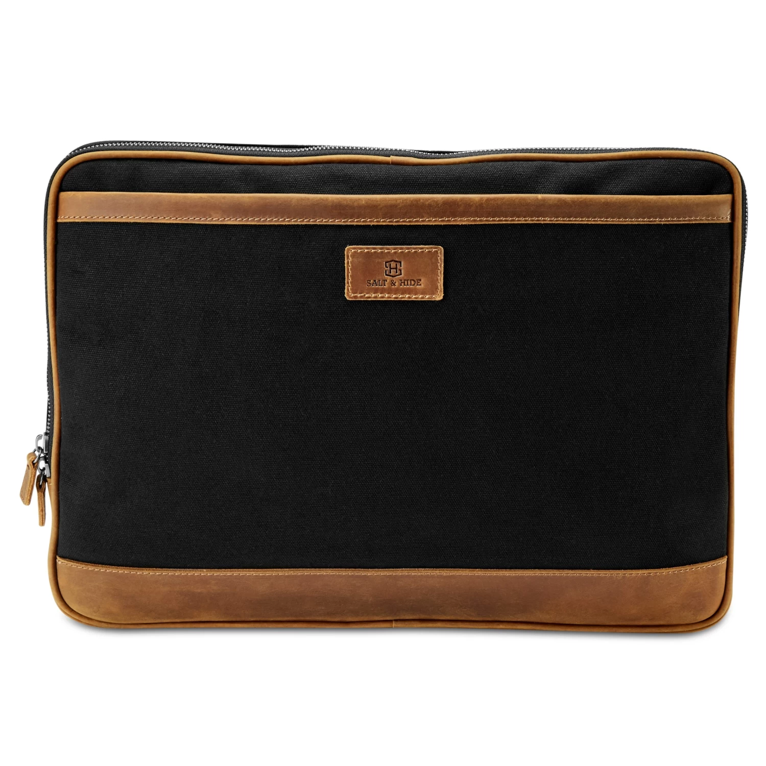 Tarpa | Black Canvas & Tan Leather Laptop Sleeve - Image 3