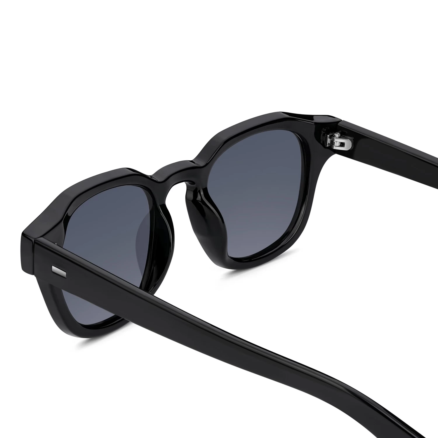 Black Geometric Horn Rimmed Sunglasses - Image 3