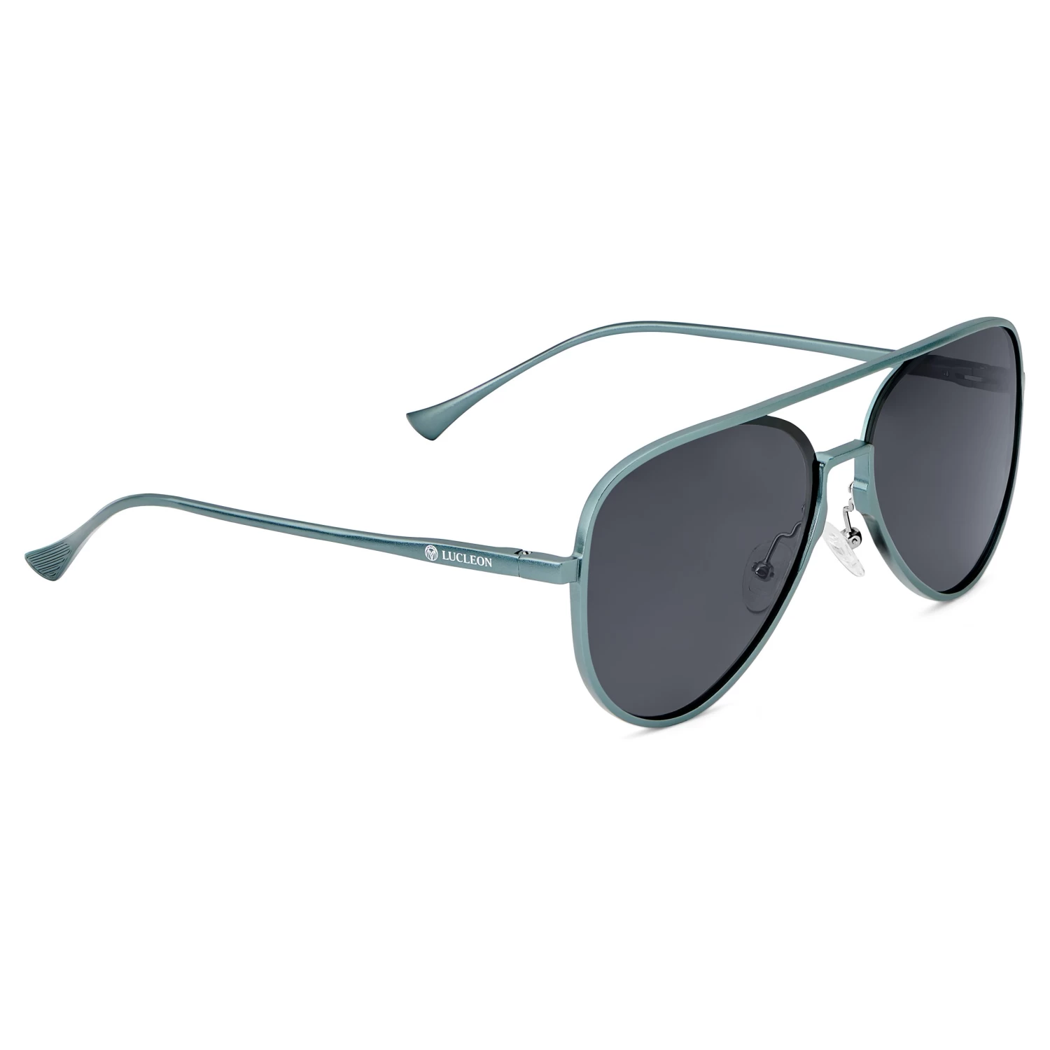Petrol Blue & Gunmetal Polarised Aluminum Aviator Sunglasses - Image 3