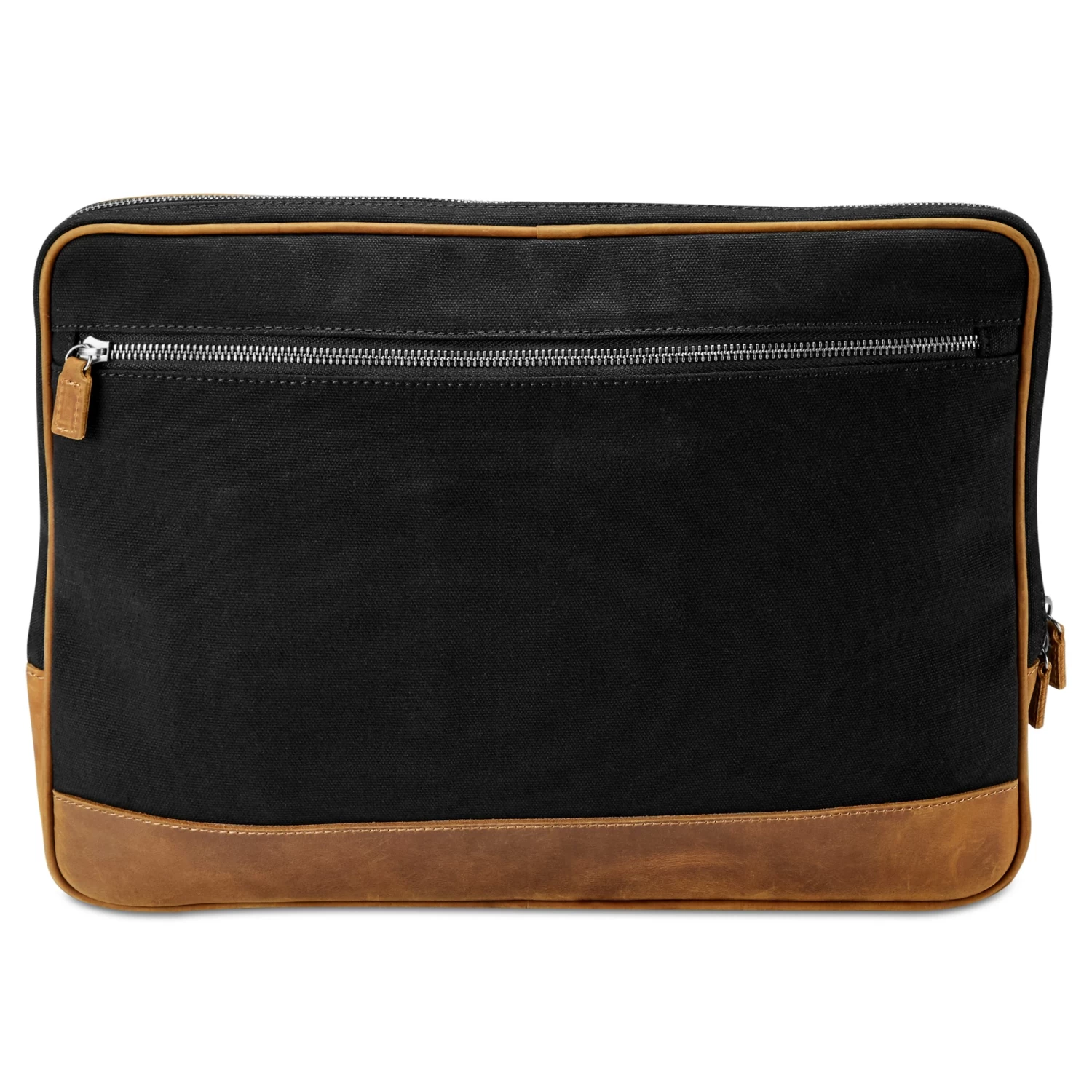 Tarpa | Black Canvas & Tan Leather Laptop Sleeve - Image 4