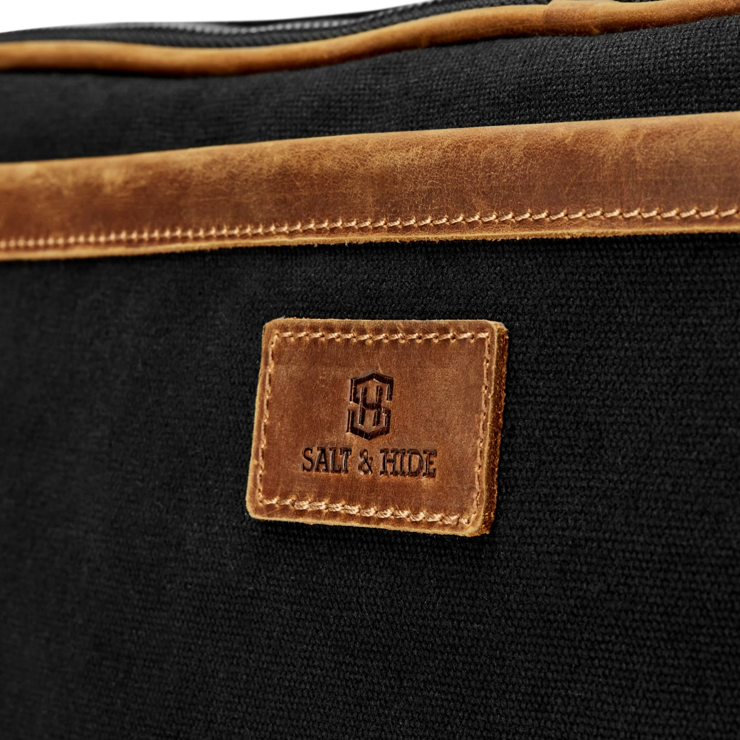 Tarpa | Black Canvas & Tan Leather Laptop Sleeve - Image 7