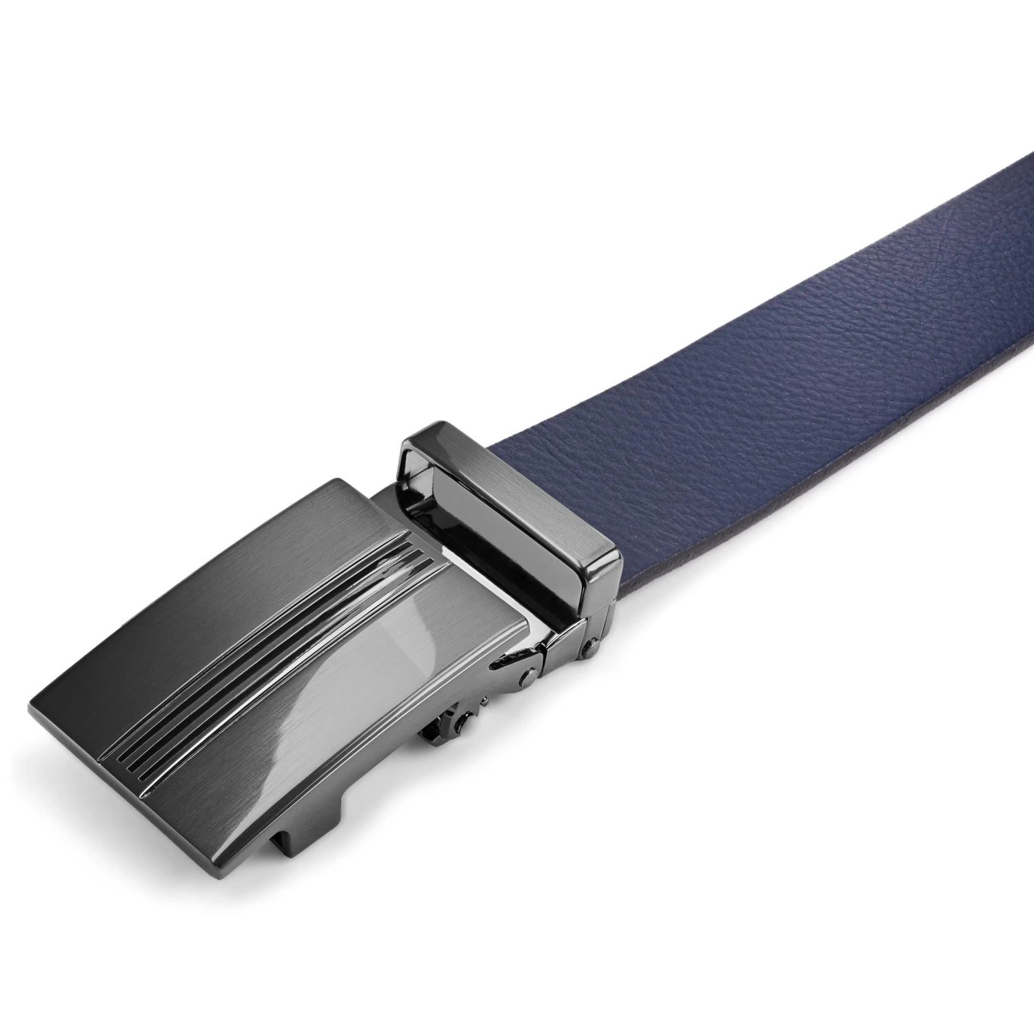 Navy Full-Grain Leather Auto Lock Belt - Image 3