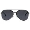 Black Polarised Aluminum Aviator Sunglasses