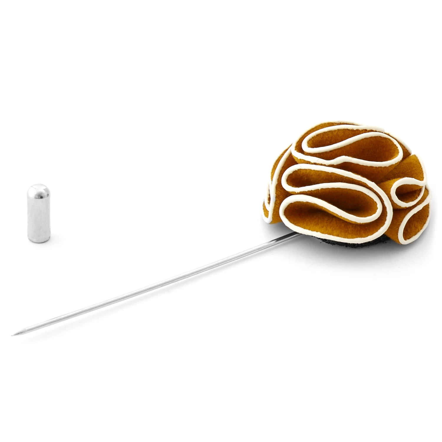 Light Brown & White Camelia Lapel Pin - Image 2