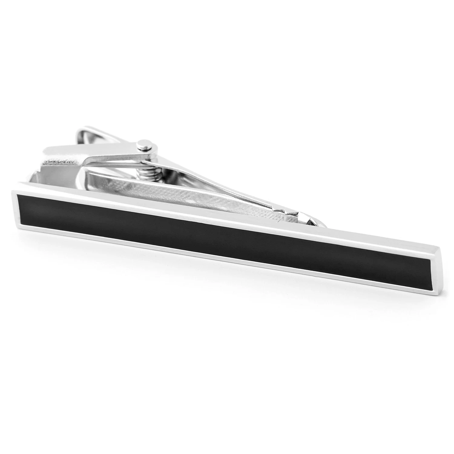 Silver-Tone & Black Blackboard Cufflinks & Tie Clip Set - Image 3