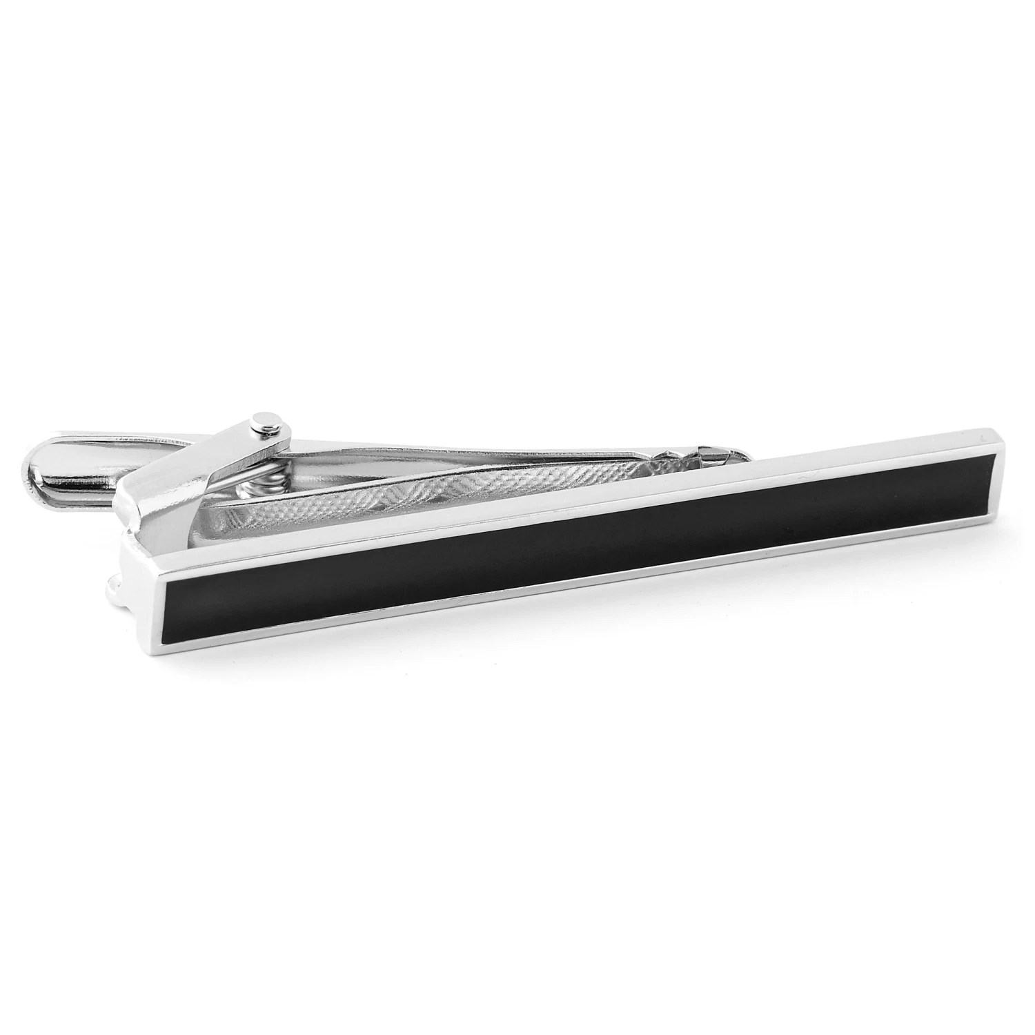 Silver-Tone & Black Blackboard Cufflinks & Tie Clip Set - Image 4