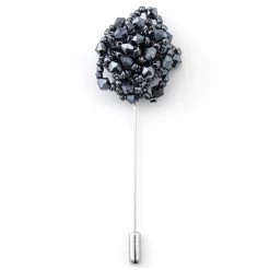 Polished Silver-Tone Flower Lapel Pin