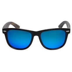 Black & Blue Ebony Wood Polarised Sunglasses