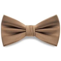 Tan Pre-Tied Satin Bow Tie