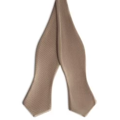 Tan Self-Tie Satin Diamond Tip Bow Tie