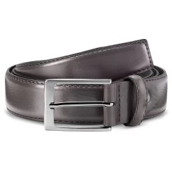 Grey Coated Leather Dress Belt