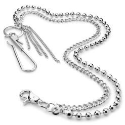 Wallet Chain Silver-Tone With Hook & Tassels