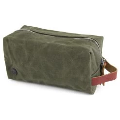 Olive Green Waxed Canvas Wash Bag