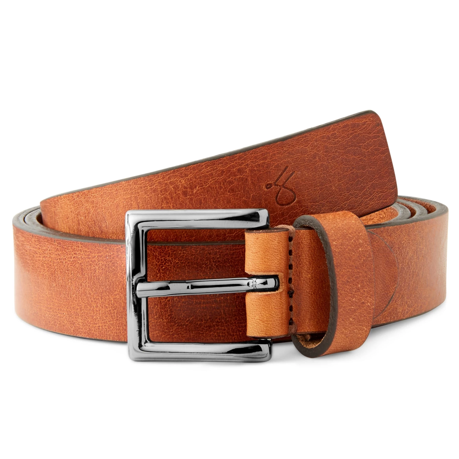 Padua | Slim Cognac Leather Dress Belt