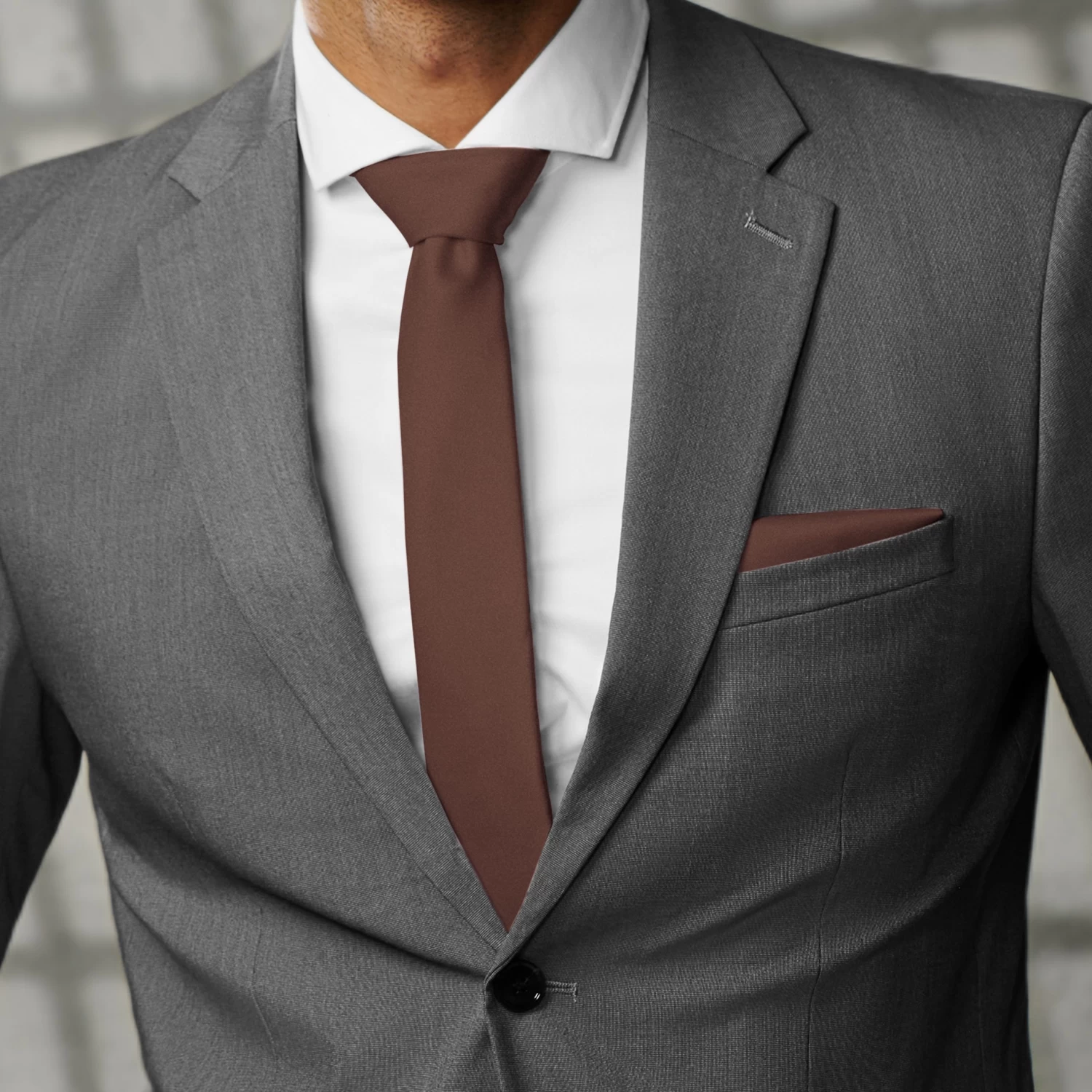 Basic Wide & Long Dark Brown Polyester Tie - Image 8