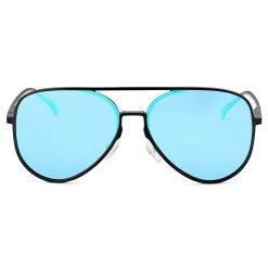 Black & Sky Blue Polarised Aluminum Aviator Sunglasses