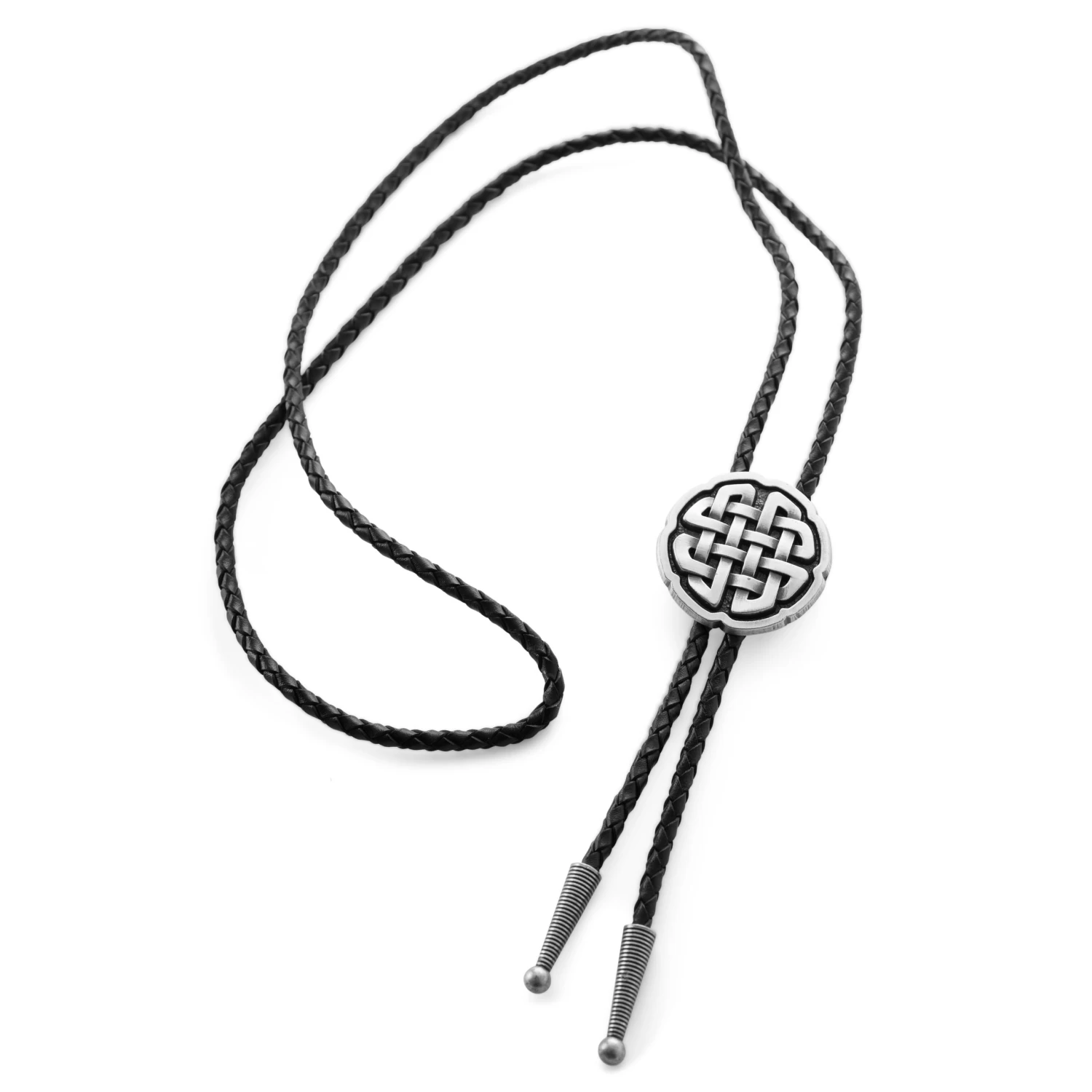 Celtic Knot Adjustable Braided Leather Bolo Tie - Image 2