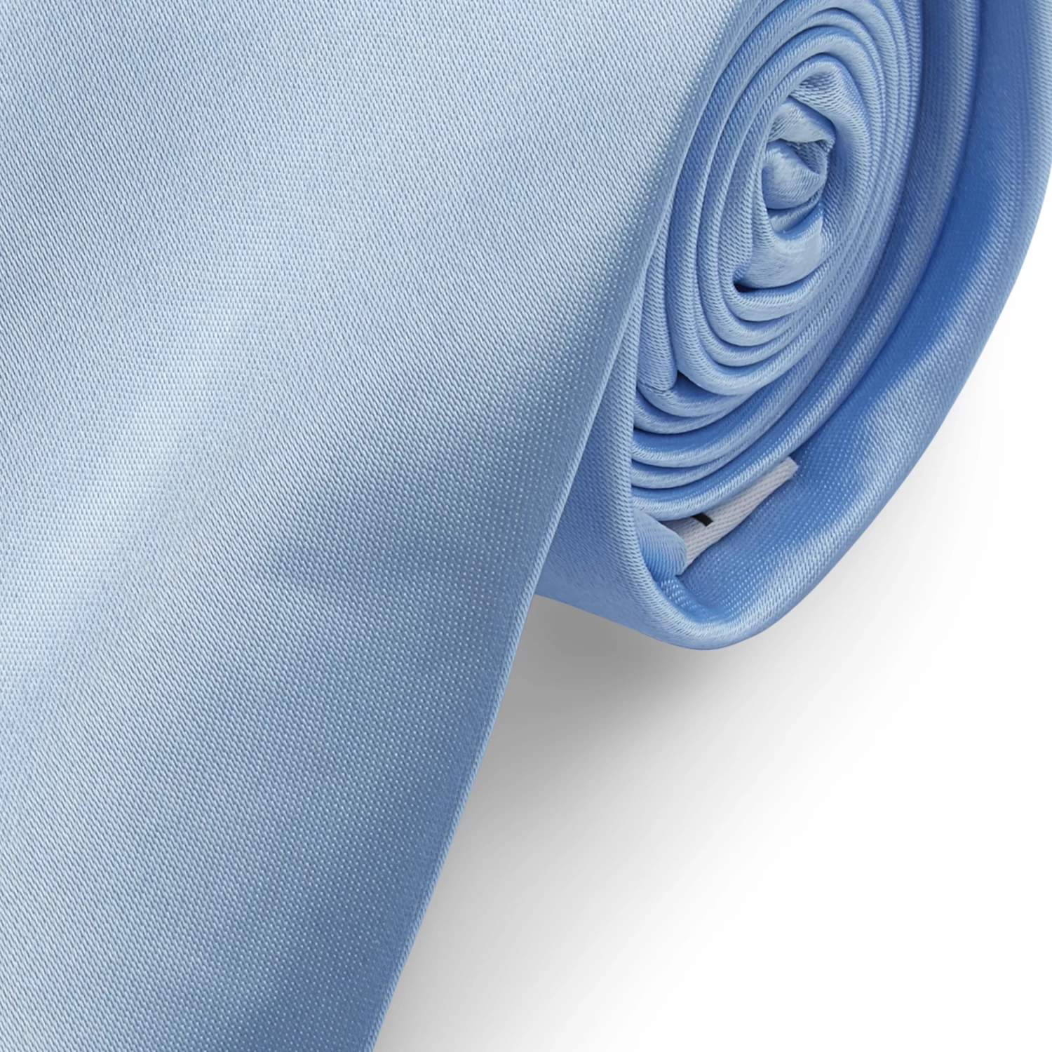 Basic Shiny Baby Blue Polyester Tie - Image 3