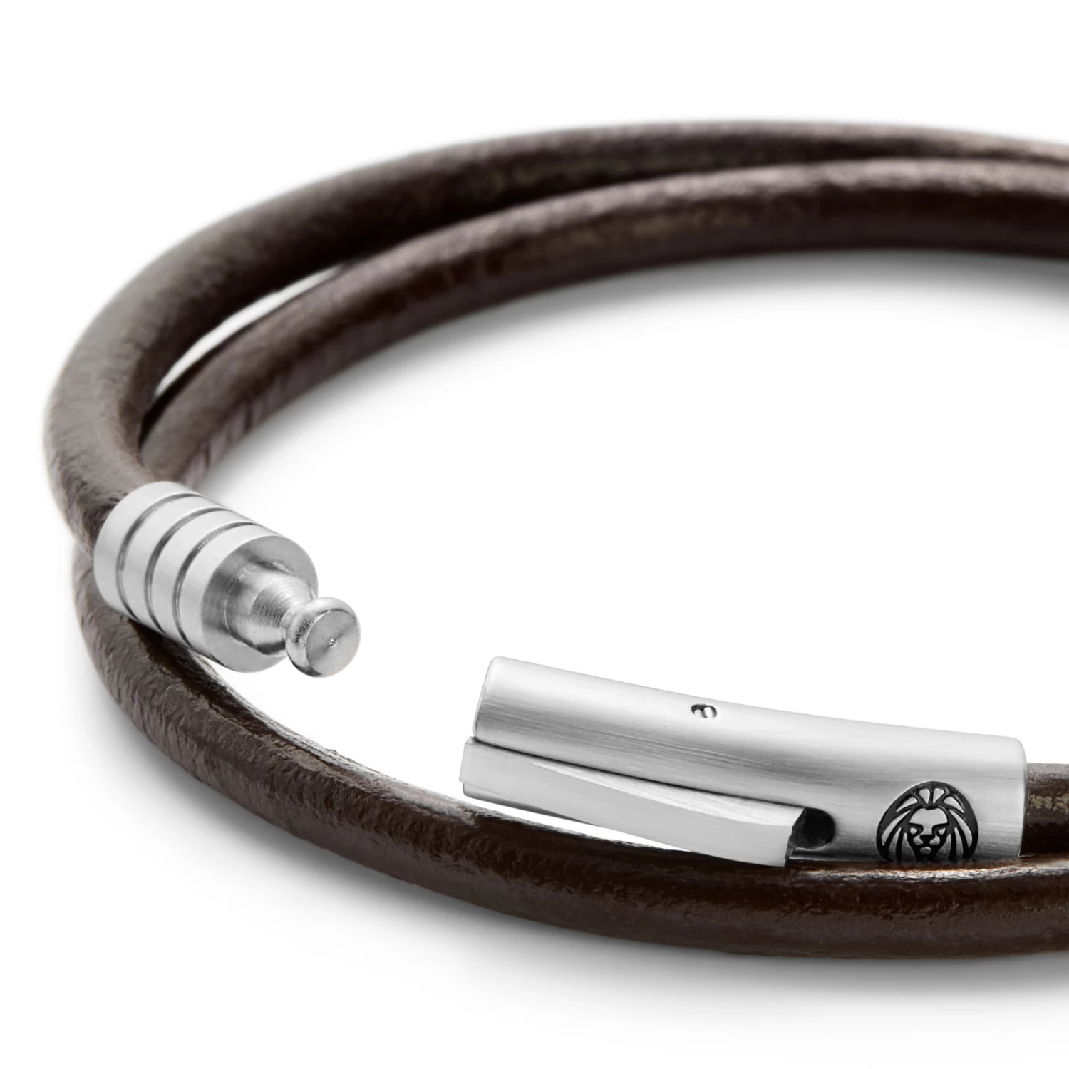 Collins | Simple Brown Leather Wrap Around Cord Bracelet - Image 5