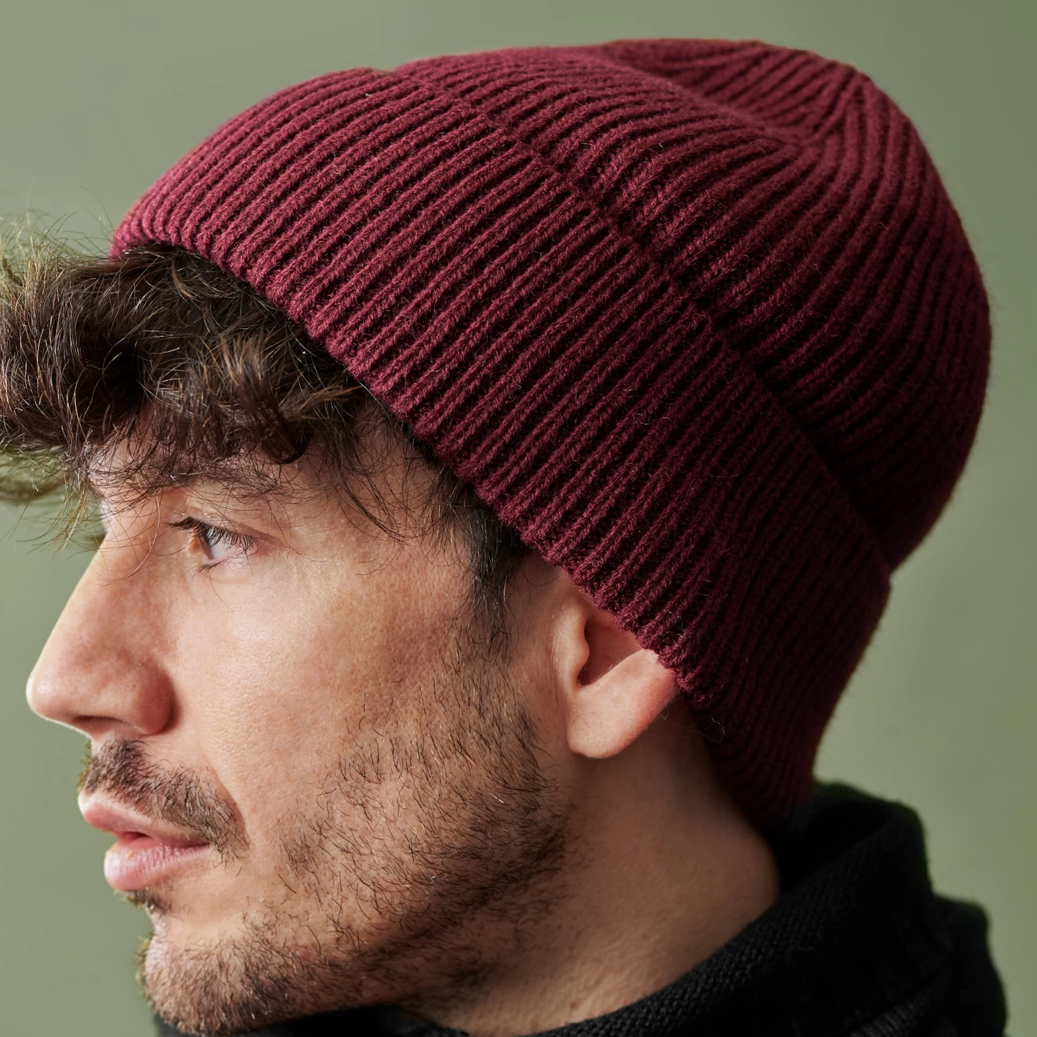 Montagna | Wine Chunky Knitted Rib Beanie - Image 9