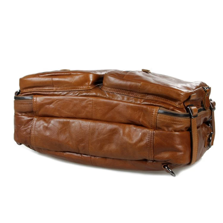Multifunctional Dark Brown Leather Bag - Image 8