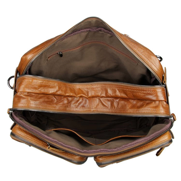 Multifunctional Dark Brown Leather Bag - Image 11