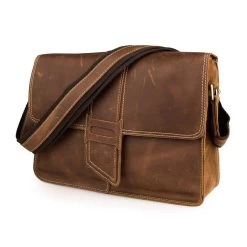 Scuffed Cognac Leather Satchel