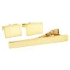 Gold 925s Classic Cufflinks & Tie Clip Set