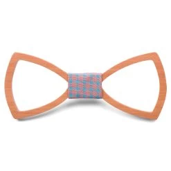 Zebrawood Bow Tie With Baby Pink & Sky Blue Fabric Detail