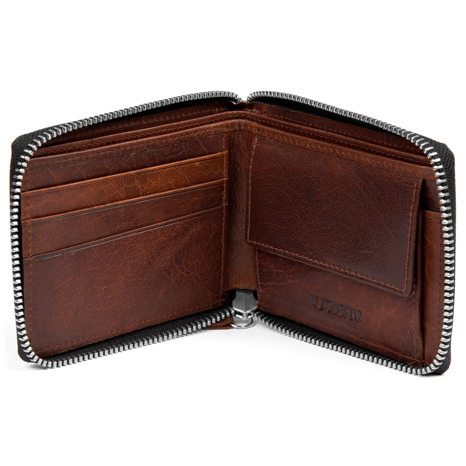 Montreal | Zip-Lined Tan RFID Leather Wallet - Image 3