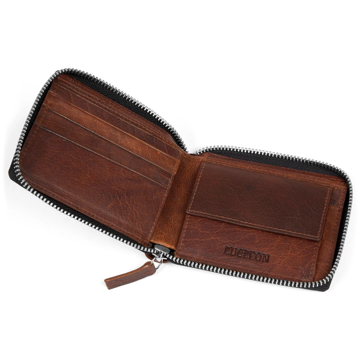 Montreal | Zip-Lined Tan RFID Leather Wallet - Image 5