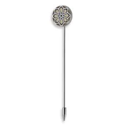 Geo Remix | Silver-Tone Slate, Champagne & Black Patterned Lapel Pin