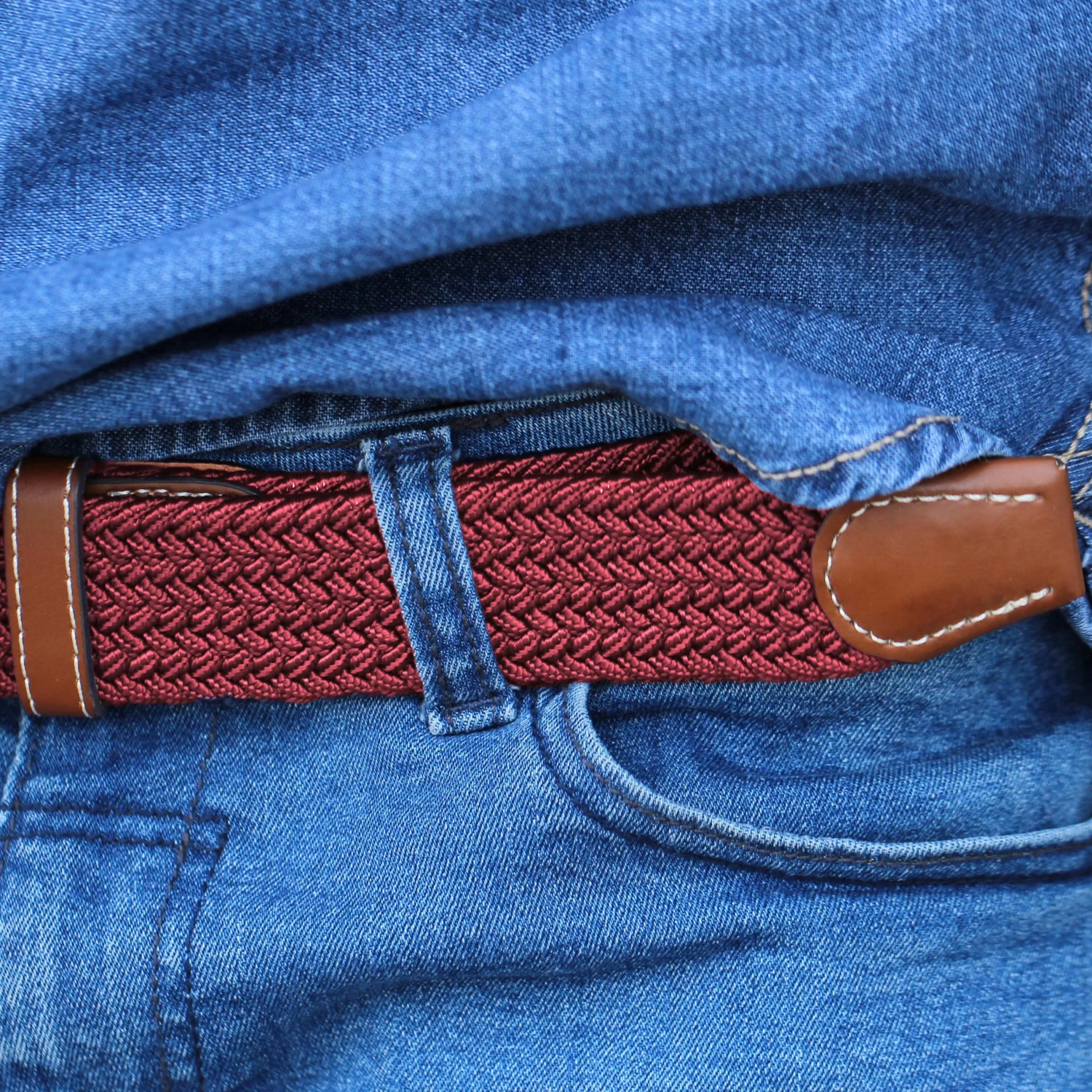 Bordeaux Canvas Elastic Belt - Image 6