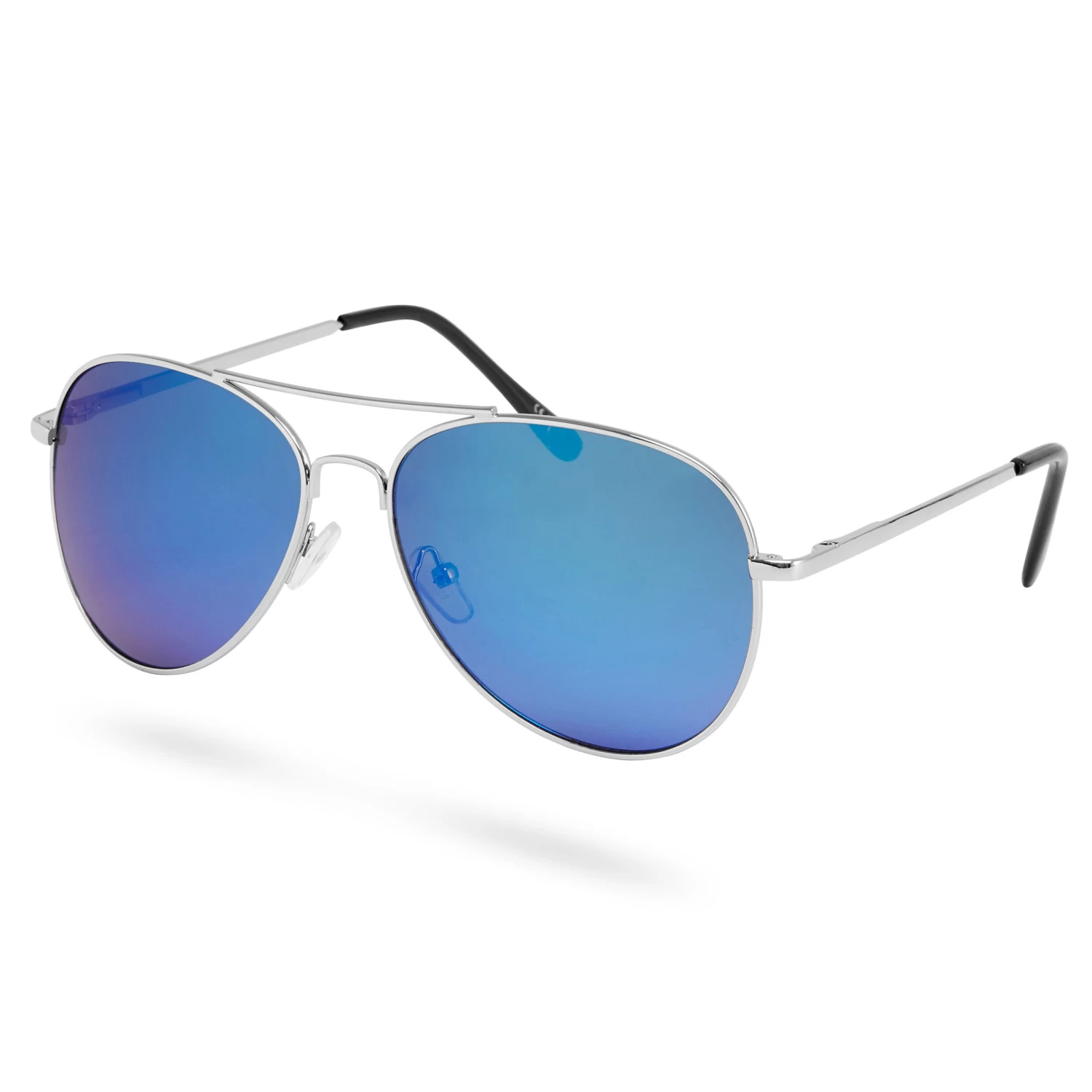 Silver-Tone & Light Blue Aviator Sunglasses - Image 2