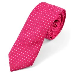 Neon Pink & White Dotted Cotton Tie